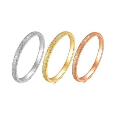 Imagem de Conjunto De Anéis De Noivado E Casamento Empilháveis de Aço Inoxidável