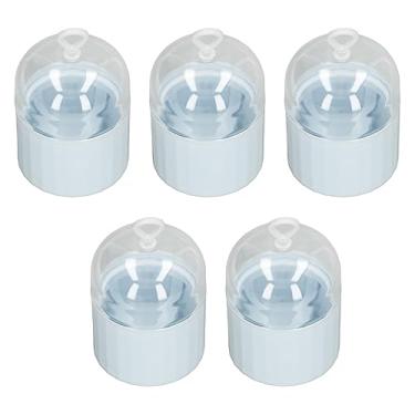 Imagem de Ainoli 5 peças suporte de ovo de beleza capa transparente à prova de poeira removível rack oco pendurado esponja de maquiagem estojo de viagem azul