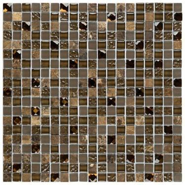 Imagem de Kit 1m² Pastilha de Vidro Marmore 30cm X 30cm Marrom