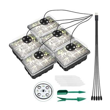 Imagem de 5PCS Bandeja Inicializadora de Sementes Plantas com Luzes Crescimento 60 Células Mudas Kit Inicializador Orgânico Ferramenta Transplante Estufa Indoor Bandejas Germinação