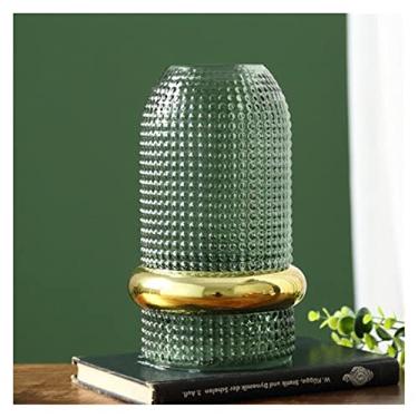 Imagem de Vaso de flores criativo de cintura dourada vaso de vidro arranjo de flores rosa lírio casa sala de estar artesanato decoração vasos de flores decoração de casa decoração de casa (grande)