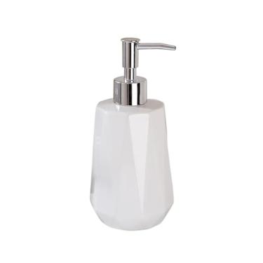 Imagem de Frasco de loção de cerâmica para banheiro, xampu de hotel, gel de banho, 430 ml, dispensador de sabão para uso doméstico, frasco com bomba líquida (branco)