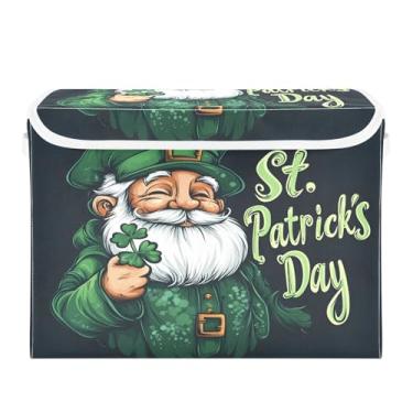 Imagem de STAYTOP Cestos de armazenamento fofos de gnomos para o Dia de São Patrício com tampas e alça de transporte, caixas de armazenamento dobráveis e organizadores de recipientes para casa, quarto, armário
