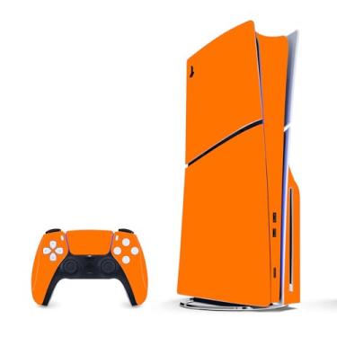 Imagem de Skin Wrap Compatible with PS5 Slim Disc, Full Set Vinyl Wrap Sticker Cover for Game Console & Controller (Orange)
