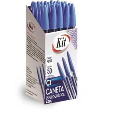 Imagem de Caneta Esferográfica KIT C1 Azul 0.7 mm – Ponta Fina, Escrita Suave e Precisa – caixa com 50 unidades.