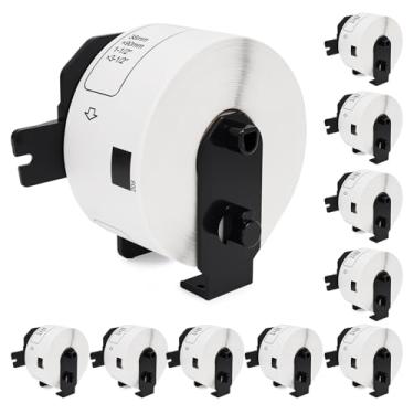 Imagem de Label Orison Etiquetas de papel branco cortadas para endereço grande DK1208 3,4" x 3,5" (38 mm x 90 mm) para QL-720NW QL-710W, 10 rolos 4000 etiquetas com cartucho não recarregável