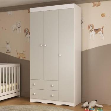 Imagem de Guarda-roupa Infantil 92cm 3 Portas e 2 Gavetas Realeza Multimóveis Mp4452 Branco/off White