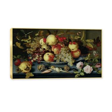 Imagem de Moldura dourada. Arte vintage emoldurada de frutas mortas, pintura clássica de cozinha country, decoração de parede de casa de fazenda quente para sala de jantar e cozinha. C58. 70 x 125 cm - 27,6 x