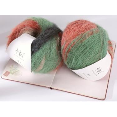 Imagem de Lerchiyar Snowbaby Lã Acrílico Mistura Longa Fio (Worsted) Quente e Luxuoso Fio Difuso para Tricô e Crochê DIY Chapéus Cachecóis Suéteres, 2 * 3,52 oz/100 g 207 m (Floresta de Bolotas)