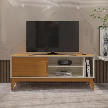 Imagem de Rack para Tv Até 55 Polegadas 1 Porta com Puxador em Madeira Maciça 13