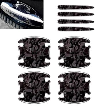 Imagem de Yidcidu 8 peças de protetores de maçaneta de porta de carro, adesivos protetores de maçaneta de porta de carro antiarranhões e impactos, decorações de estilo de fibra de carbono 3D à prova d'água