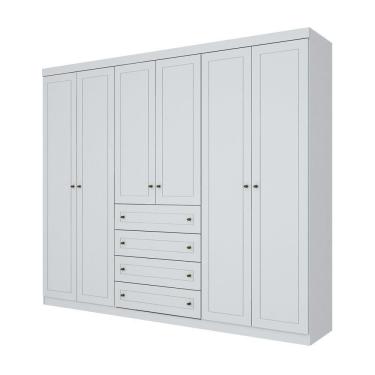 Imagem de Roupeiro Casal Americano 6 Portas 4 Gavetas 2,30m Em MDF Henn
