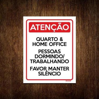 Imagem de Kit 10 Placas Atenção Quarto Home Office Faça Silêncio