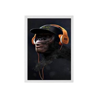 Imagem de Quadro Macaco Com Headphone