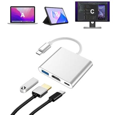 Imagem de [Leitor de cartão SD de 3 portas] Adaptador USB C para leitor de cartão SD de 3 portas USBC, leitor de cartão de memória para iPhone com conector duplo e três compartimentos