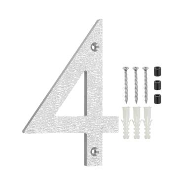 Imagem de PATIKIL Números de casa de 15 cm para o exterior, número 4 ABS textura de plástico flutuante número de casa moderna caixa de correio números de porta com kit de unhas para rua residencial ao ar livre