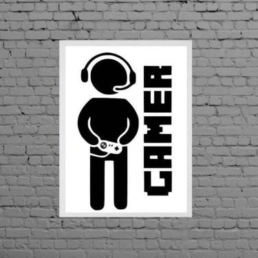 Imagem de Quadro Decorativo Gamer 45X34Cm Moldura Branca
