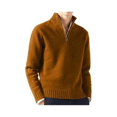 Imagem de Suéter Masculino De Manga Longa Com Gola Alta, Tricô Em Cor Sólida, Ca