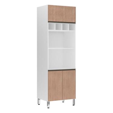 Imagem de Paneleiro Perola 70 Cm Duplo Nicho Branco C/ Cumaru