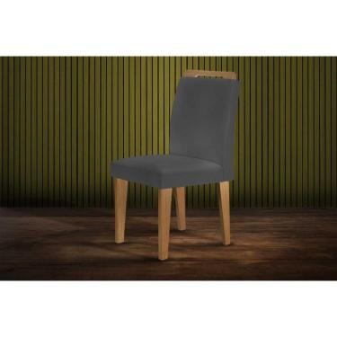 Imagem de Kit 2 Cadeiras De Cozinha Athenas Madeira Capuccino-suede Grafite - Rufato