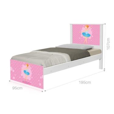 Imagem de Cama Solteiro Com Cabeceira Adesivada Bailarina Clássica