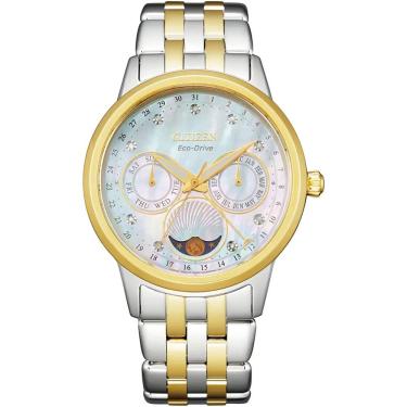 Imagem de Relógio Citizen Feminino Ref: Fd0004-51d Solar Bicolor Multifunção Eco-Drive