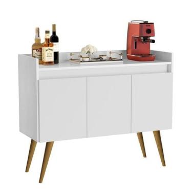 Imagem de Aparador Sala Retrô Pés Palito Em Madeira Maciça - Venezza 3 Portas - 