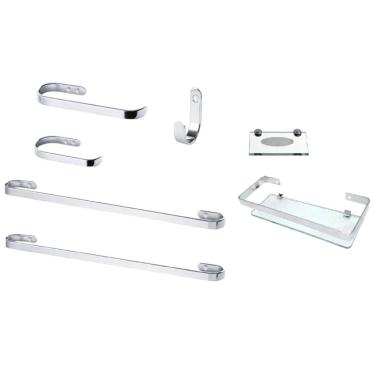 Imagem de 1 Kit De Banheiro 7 Peças Porta Toalha Polido 60 Cm