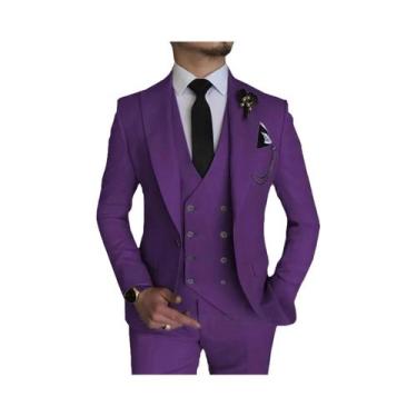 Imagem de Ternos Slim Fit De 3 Peças Para Casamento Masculino: Blazer, Colete E 