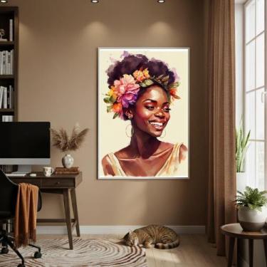 Imagem de Quadro Decor Mulher Tropical 70X50Cm Mold Preta - Quadros On-Line