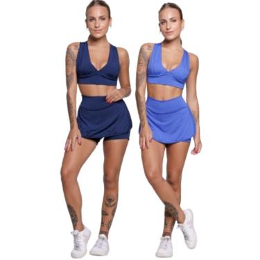Imagem de KIT 2 Conjunto Top Bojo e Short Saia Serra e Mar Roupas para Academia Treino Moda Fitness-Feminino