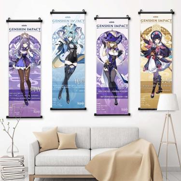 Imagem de Conjunto de pintura de parede de 4 peças Genshin Impact 25x75cm
