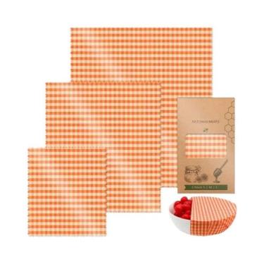 Imagem de Conjunto De 3 Envoltórios De Alimentos Em Cera De Abelha Com Padrão De