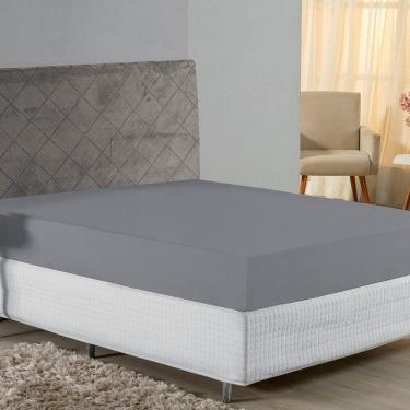Imagem de Lençol Com Elástico King Nobre 1 Peça 30cm De Altura Malha 100% Algodão - Cinza