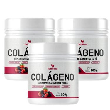 Imagem de Kit 3x Colágeno Hidrolisado 300g Sabor Frutas Vermelhas Tuttiflora - T