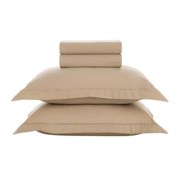 Imagem de Jogo de Cama Queen Karsten Deliz Algodão Percal 200 Fios 04 Peças, Cre