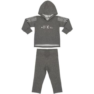 Imagem de Conjunto Infantil Look Jeans Moletom Mescla - G - MESCLA-Feminino