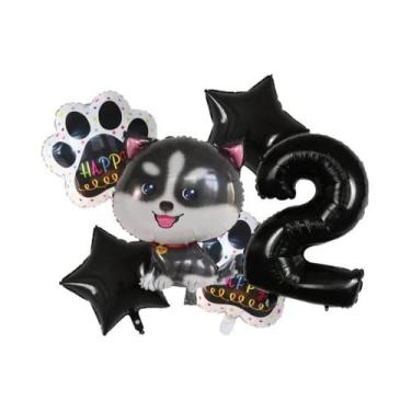 Imagem de Balões De Hélio Corgi Husky 6pcs, Decoração De Festa De Aniversário E 
