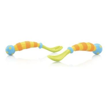 Imagem de Kit Colher E Garfo Infantil Bebê Refeição Alimentação - Nuby, Vermelho