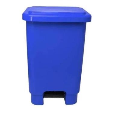 Imagem de Lixeira 50 Litros Cesto Plástico Com Pedal e Aro Trava Saco - Lar Plás