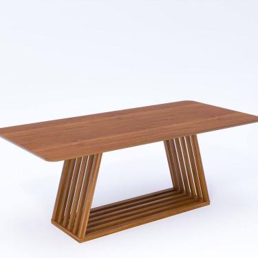 Imagem de Mesa de Jantar Pitaia Natuame em Madeira Tauari com Tampo de Vidro 210cm Madeira/Cinamomo