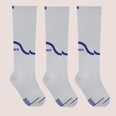 Imagem de 3 Meias 3/4 Compressão Masculina Fitness Corrida Selene, Cinza, Marinh