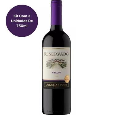 Imagem de Vinho Concha Y Toro Seco Reservado Merlot 750ml Kit Com 3