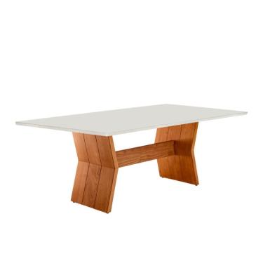 Imagem de Mesa para Sala de Jantar Portugal 220cm Tampo Canto Moeda Laqueado com Vidro