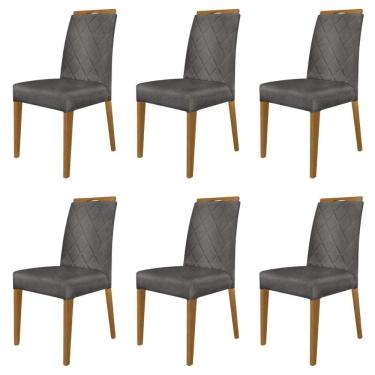 Imagem de Kit 6 Cadeiras de Jantar Estofadas Madeira Maciça Multimóveis CR15022