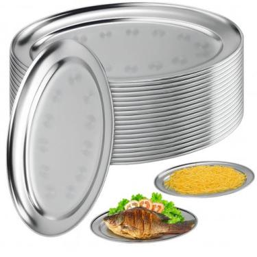 Imagem de 12 Bandejas Inox 33x21 Para Restaurantes Hotéis Serviço de Mesa - Ami