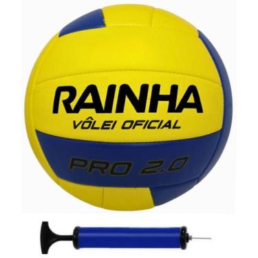 Imagem de Bola rainha volei oficial pró 2.0 + bomba de ar, Amarelo, Azul