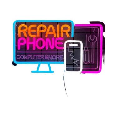 Imagem de Letreiro Neon Para Negócio De Reparo De Celulares, Decoração De Parede