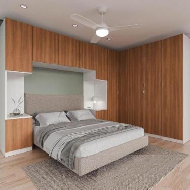 Imagem de Guarda Roupa Modulado de Canto 12 Portas 6 Peças 2 Mesas de Cabeceira 