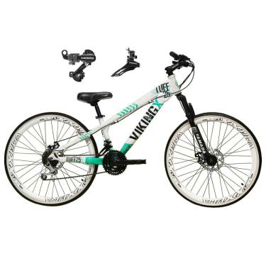 Imagem de Bicicleta Aro 26 Vikingx Tuff 21v Alumínio Câmbio Shimano Freio a Disco Aros Vmaxx Brancos - Preto\Verde X25
